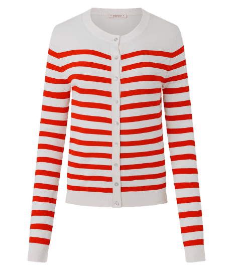 Cardigan em Tricô com Estampa Listrada