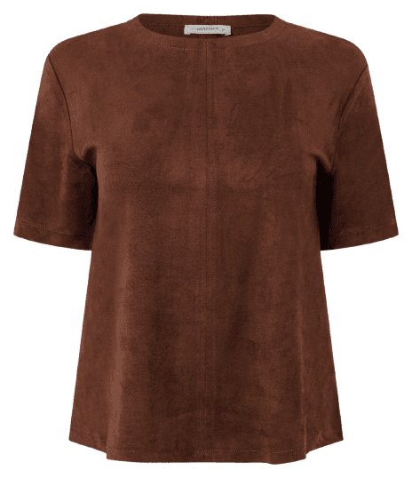 Blusa Regular em Suede com Manga Curta