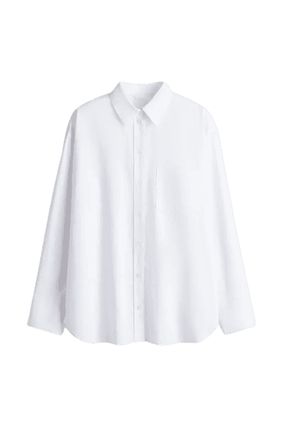 Camisa oversize em popeline de algodão branco