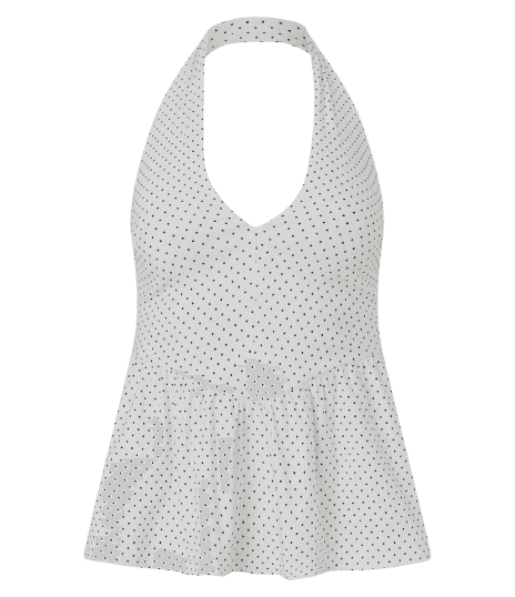 Blusa Frente Única Poá com Peplum