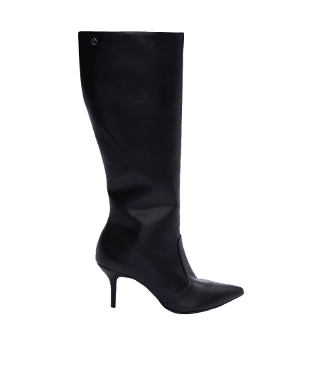 Bota Cano Alto com Salto Fino Preto
