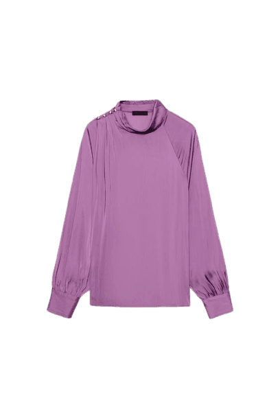 BLUSA ACETINADA GOLA ALTA