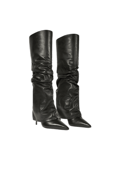 Bota Mikki Up Cloak Couro Preta