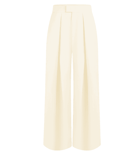 Calça Wide Leg em Sarja com Pregas Frontais
