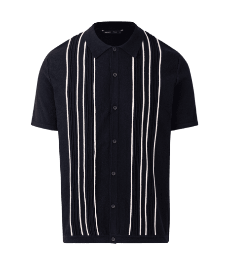 Camisa Manga Curta Tricô Listras Barradas