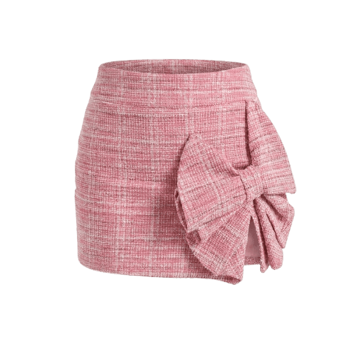 Saia Curta Laço Tweed Girl Boss Planet Girls Rosa