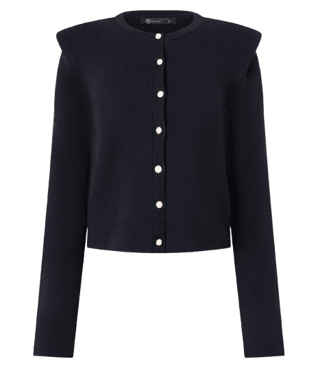 Cardigan Regular em Tricô com Ombreiras
