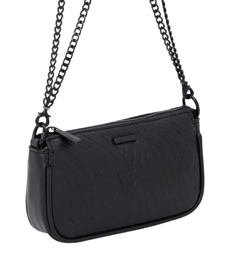 Bolsa Transversal Pequena em PU com Textura Marcante