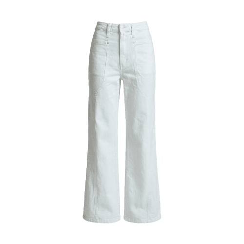 Calça Pool Jeans wide slim cintura média feminina em sarja - Branca