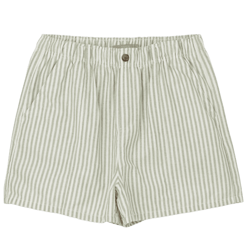 Short Comfy Em Sarja Listrada Com Cós Elástico Curve & Plus Size Verde