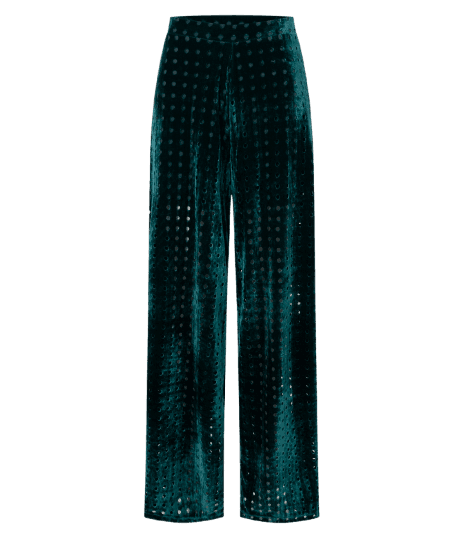 Calça Reta Cintura Baixa em Veludo com Furinhos