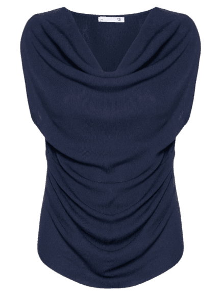 Blusa Feminina Decote Degagê Em Tricot Azul '2Essential