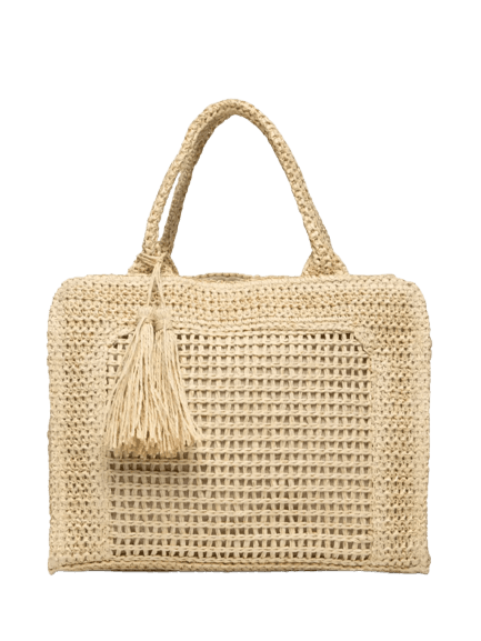 Bolsa Feminina Tiracolo de Palha Bege Basiq