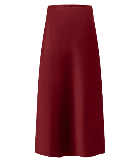 Saia Midi Acetinada Lisa Evasê Vermelho
