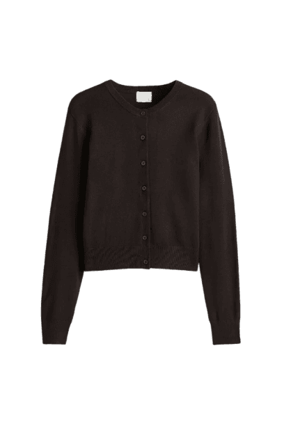 Cardigan em malha tricô leve marrom