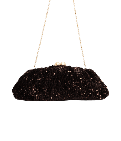 Bolsa Clutch Média com Paetês e Fecho Esfera