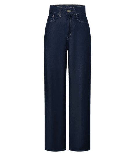 Calça Reta em Jeans Raw com Cintura Alta Azul