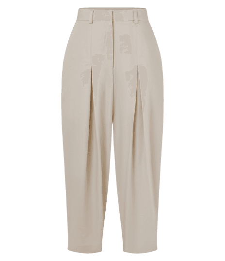 Calça Barrel em Sarja com Pregas e Fendas