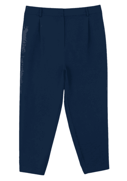 Calça Cenoura Alfaitada Com Pregas Curve & Plus Size Azul Marinho