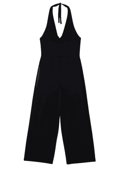 Macacão Longo Frente Única Com Decote Degagê Curve & Plus Size Preto