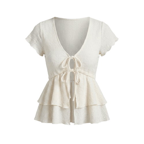 blusa texturizada com amarração