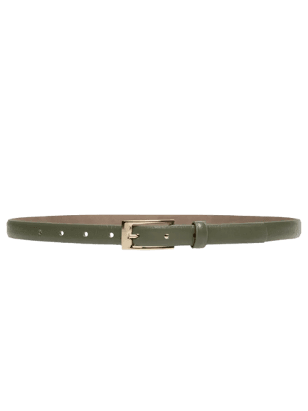Cinto Feminino Em Couro Com Fivela Quadrada Verde Basiq