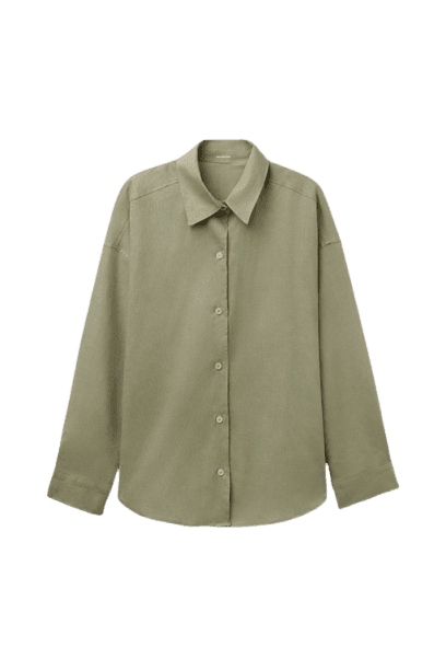 Camisa Curta Em Linho e Viscose - Verde
