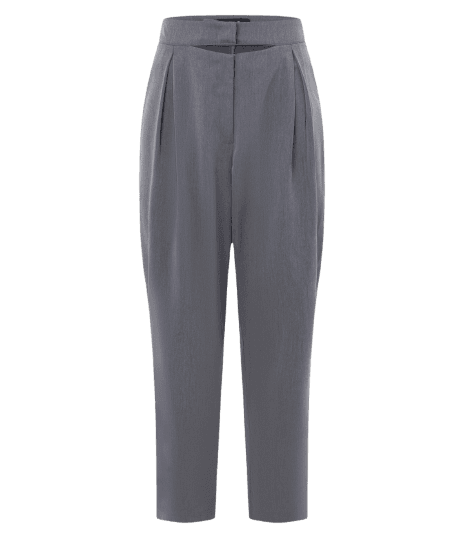 Calça Alfaiatada de Cintura Média com Detalhes Plissados