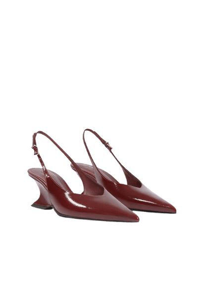 Slingback Siena Mid Buckle Couro Vermelho