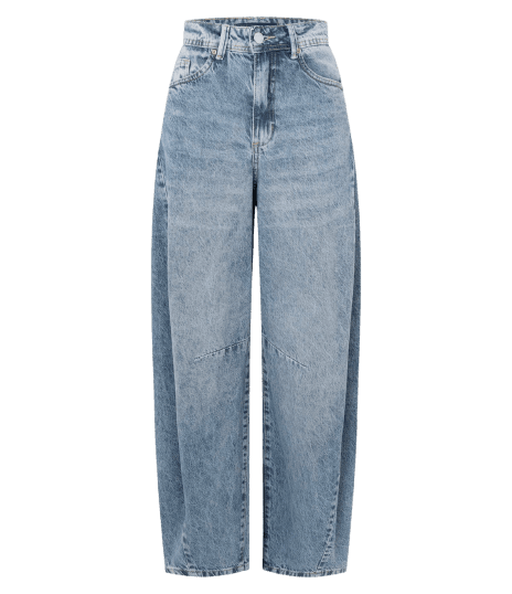 Calça Barrel em Jeans Marmorizado