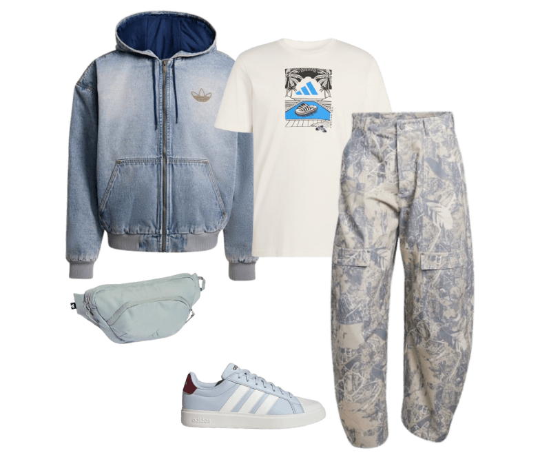 Look casual urbano: conforto e estilo com jaqueta jeans e calça cargo