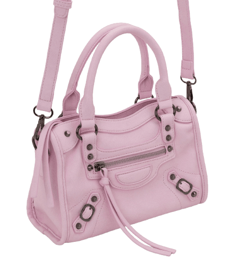 Bolsa Pequena Satchel com Detalhes Metálicos
