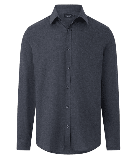 Camisa Em Algodão Com Botões Frontais E Efeito Mescla Cinza Escuro