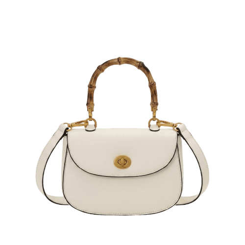 Bolsa Transversal Média em PU com Alça Efeito de Bambu