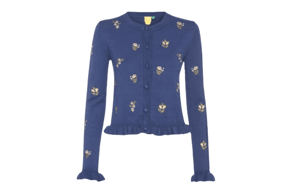 Casaco Feminino Tricot Jardim de Azaleias Azul Farm