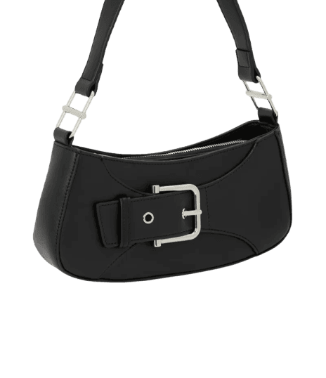 Bolsa Baguete Pequena com Detalhe em Fivela Preto