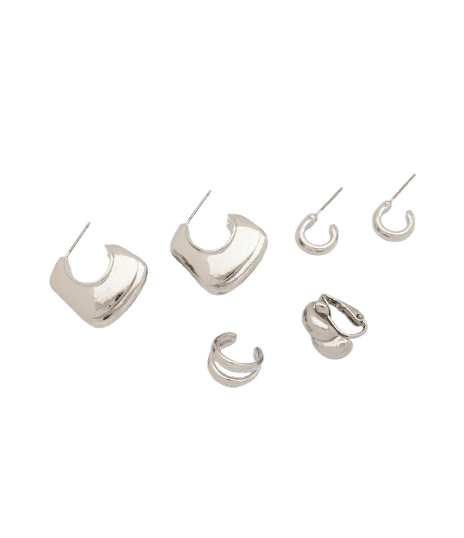 Kit de Brincos com Ear Cuff e Argolas Texturizadas