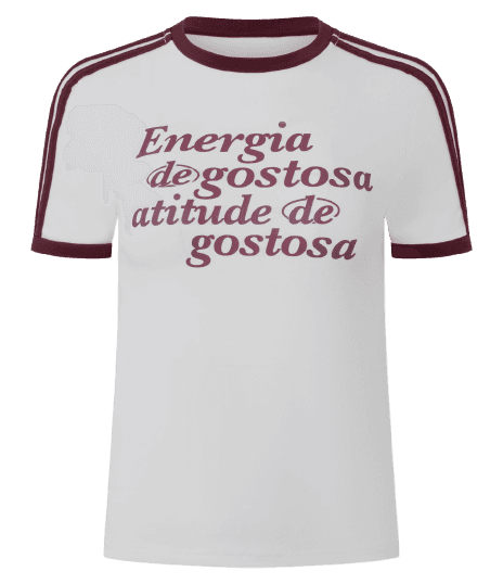 Camiseta em Algodão com Lettering Energia de Gostosa e Detalhes Contrastantes