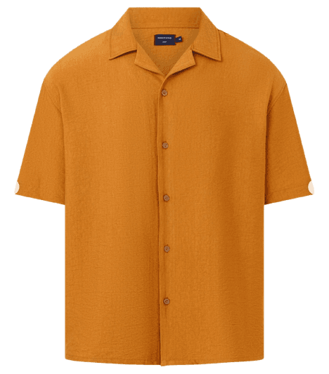 Camisa Boxy Em Viscose Com Textura Bowling Laranja