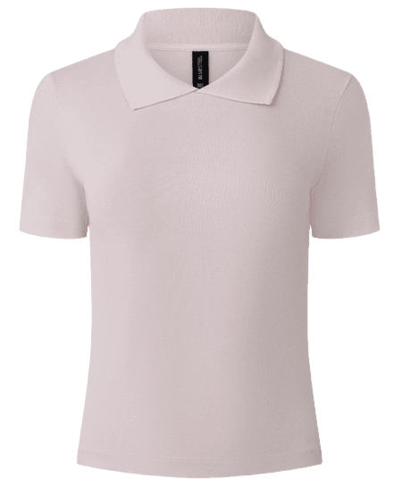 Blusa Básica Manga Curta com Gola Polo Rosa