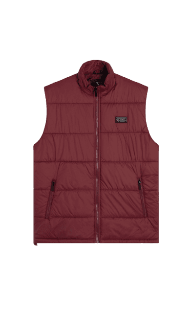 Colete Puffer Com Bolsos Laterais Bordeaux