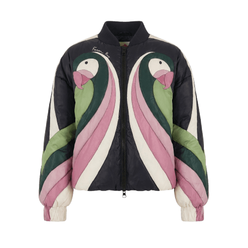 Jaqueta Puffer Cutwork Arara De Flor Double