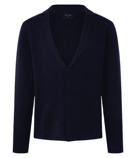 Blazer Em Algodão Com Gola Lapela Azul Marinho