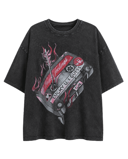 Camiseta Box Preta Lavada Fita