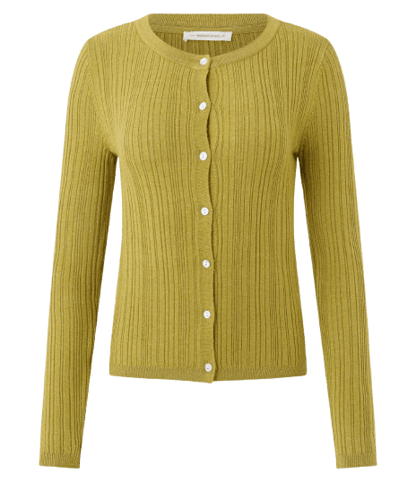 Cardigan Básico Ajustado em Tricô Canelado