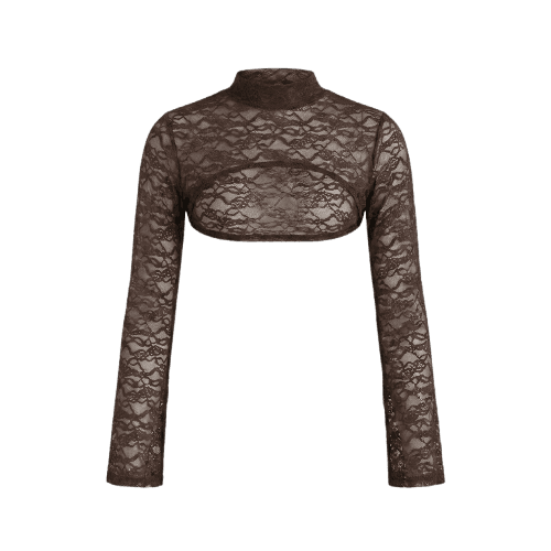 Super Cropped Renda Marrom