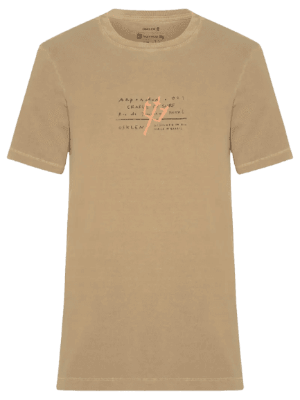 Camiseta Masculina Slim Stone Surfing Scribble Bege Osklen