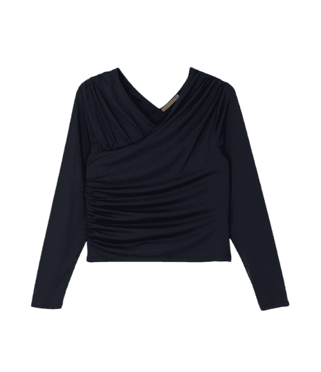 Blusa com Franzidos e Decote V Frente e Costas Curve & Plus Size