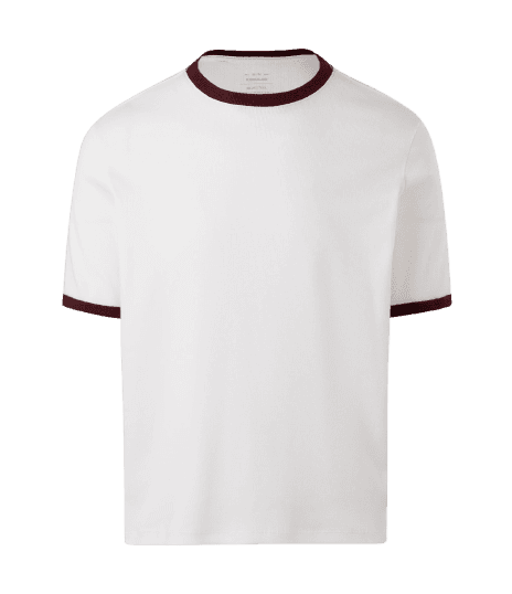 Camiseta Regular em Algodão Canelado com Ribana Contrastante