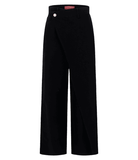 Calça Wide Leg em Jeans com Cós Transpassado